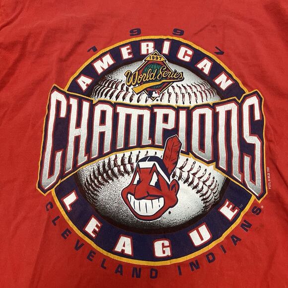 Cleveland Indians 1997 American League Champions Red Team T-Shirt Adult XL FOTL - Picture 6 of 8